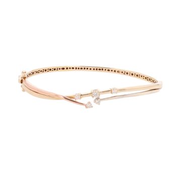 9ct Yellow, White And Rose Gold 0.25ct Diamond Bangle