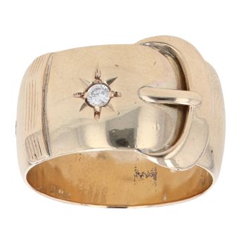 9ct Yellow Gold Cubic Zirconia Buckle Ring