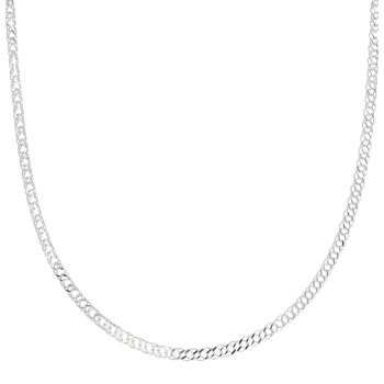 Silver Double Curb Chain 18" By Icesia