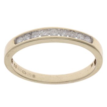 9ct Yellow Gold 0.25ct Brilliant Cut Diamond Half Eternity Ring