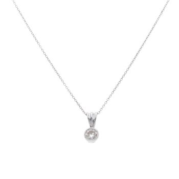 18ct White Gold 0.50ct Brilliant Cut Diamond Solitaire Pendant and Chain 18"