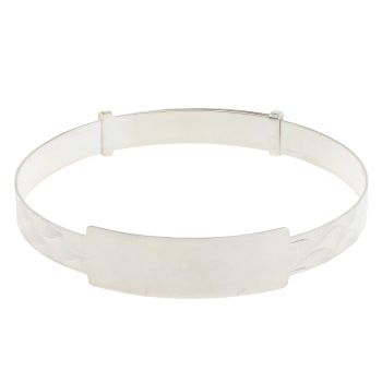 Silver Shell Expanding ID Bangle By Icesia