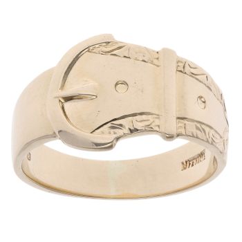 9ct Yellow Gold Patterned Buckle Ring