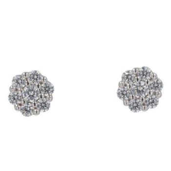 Silver Stone Set Cluster Stud Earrings By Icesia