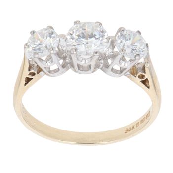 9ct Yellow Gold Cubic Zirconia Three Stone Ring