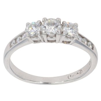 18ct White Gold 0.50ct Brilliant Cut Diamond Trilogy Ring