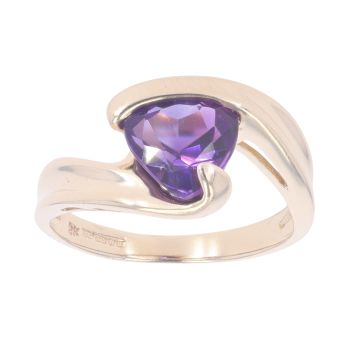 9ct Yellow Gold Amethyst Single Stone Twist Ring