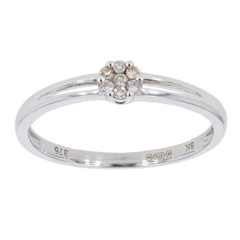 9ct White Gold Diamond Cluster Ring by Anya Belle