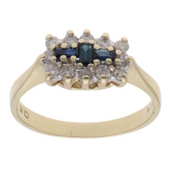 9ct Yellow Gold 0.30ct Diamond And Sapphire Cluster Ring