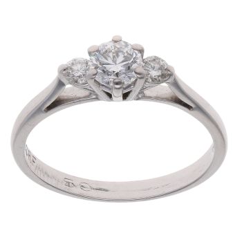 18ct White Gold 0.50ct Brilliant Cut Diamond Trilogy Ring