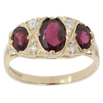 9ct Yellow Gold Cubic Zirconia And Garnet Ring