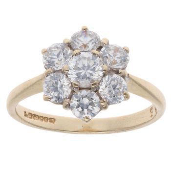 9ct Yellow Gold Cubic Zirconia Cluster Ring