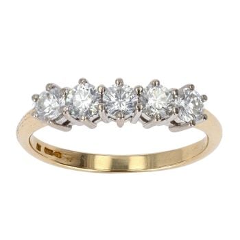 18ct Yellow Gold 0.50cts 5 Stone Diamond Ring