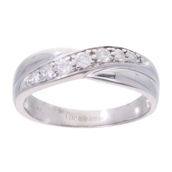 9ct White Gold 0.25ct Diamond Crossover Ring