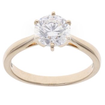 Lab Grown 9ct Yellow Gold 1.50ct Diamond Solitaire Ring