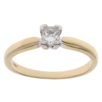 18ct Yellow Gold 0.33ct Princess Cut Diamond Solitaire Ring