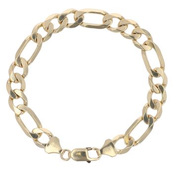 9ct Yellow Gold Figaro Bracelet 8"