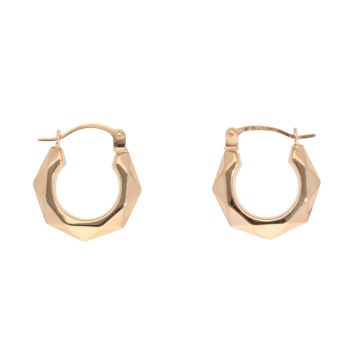9ct Yellow Gold Textured Creole Earrings