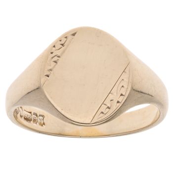 9ct Yellow Gold Patterned Signet Ring