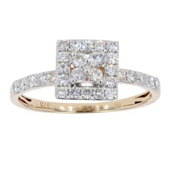 9ct Yellow Gold 0.60ct Diamond Cluster Ring by Anya Belle