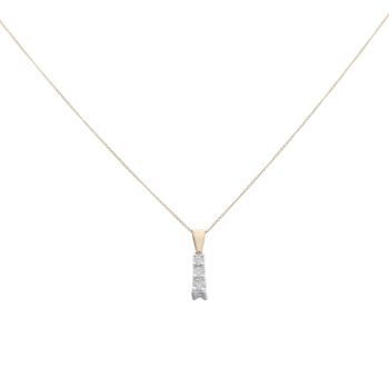 9ct Yellow Gold 0.25ct Brilliant Cut Diamond Trilogy Pendant And Chain 18"
