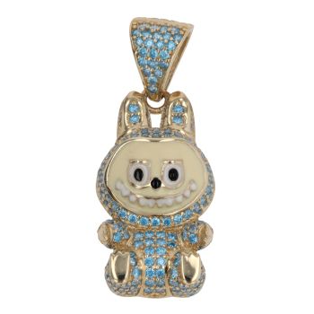 14ct Yellow Gold Blue Gemstone Bunny Pendant