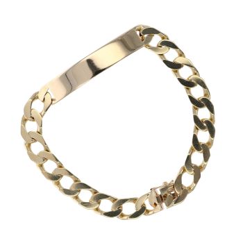 9ct Yellow Gold ID Curb Bracelet 9"
