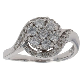 18ct White Gold 1.00ct Brilliant Cut Diamond Cluster Ring