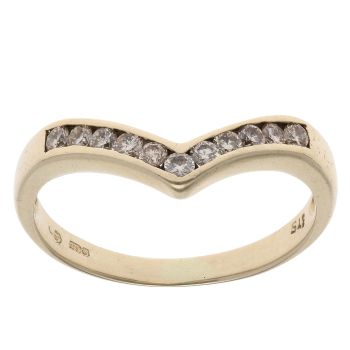 9ct Yellow Gold 0.20ct Brilliant Cut Diamond Wishbone Ring