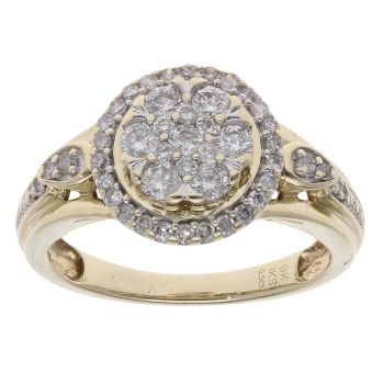 9ct Yellow Gold 0.56ct Diamond Cluster Ring