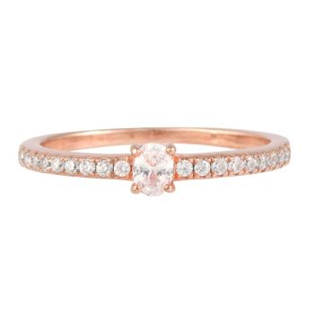 Rose Gold Plated Sterling Silver Cubic Zirconia Stacking Ring