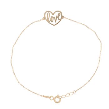 9ct Yellow Gold Love Heart Bracelet 7.5
