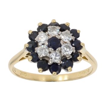 18ct Yellow Gold 0.35ct Diamond And Sapphire Cluster Ring