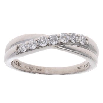Platinum 0.28ct Brilliant Cut Diamond Crossover Ring