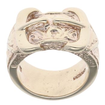 9ct Yellow Gold Patterned Double Buckle Ring