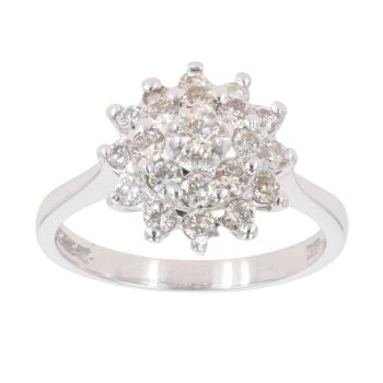 18ct White Gold 0.65ct Brilliant Cut Diamond Cluster Ring