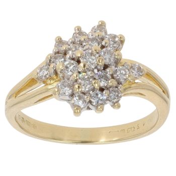 18ct Yellow Gold 0.40ct Brilliant Cut Diamond Cluster Ring