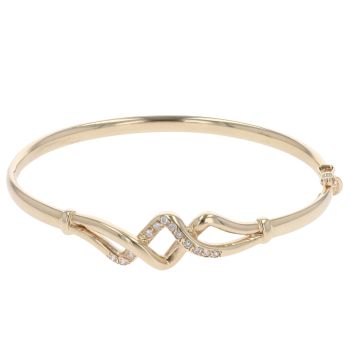 9ct Yellow Gold Cubic Zirconia Crossover Bangle
