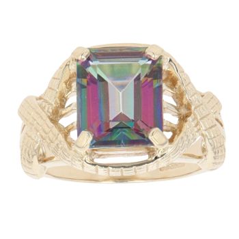 9ct Yellow Gold Mystic Topaz Solitaire Ring