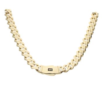 14ct Yellow Gold Monaco Curb Edge Plain Lock Chain 24"