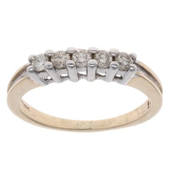 9ct Yellow Gold 0.25ct Diamond Five Stone Ring