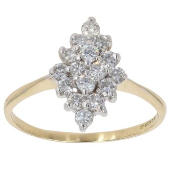 18ct Yellow Gold 0.50ct Brilliant Cut Diamond Cluster Ring