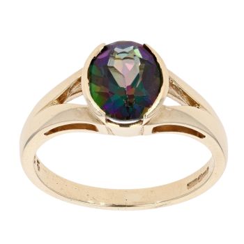 9ct Yellow Gold Created Mystic Quartz Ring