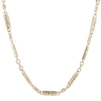 9ct Yellow Gold Patterned Bar Link Fancy Chain 18"
