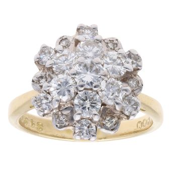 18ct Yellow Gold 1.00ct Brilliant Cut Diamond Cluster Ring