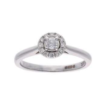 18ct White Gold 0.25ct Diamond Halo Ring