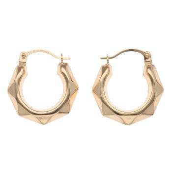 9ct Yellow Gold Hexagonal Creole Earrings