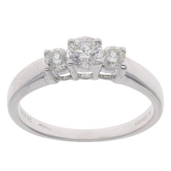 9ct White Gold 0.75ct Brilliant Cut Diamond Trilogy Ring