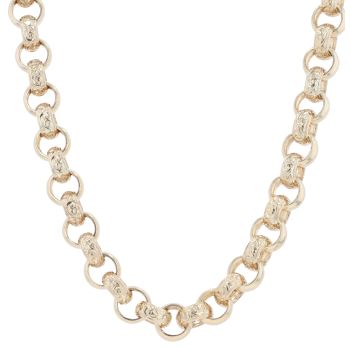 9ct Yellow Gold Patterned And Plain Belcher Chain 28"