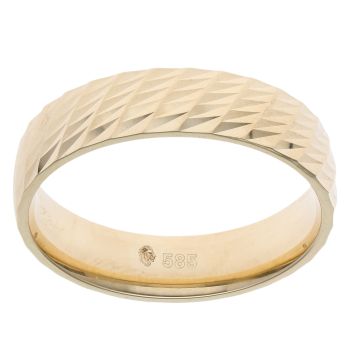 14ct Yellow Gold Textured 6mm Wedding Band